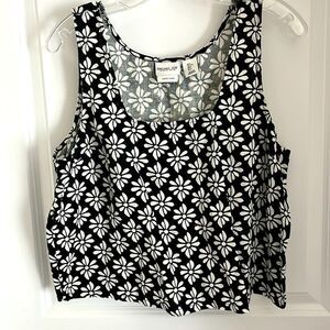 Rachel Zoe Linen Black and White Floral Crop Top